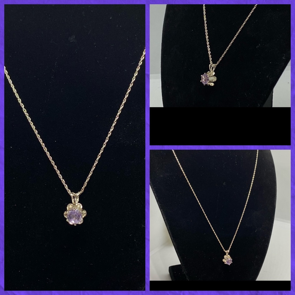 Silver 925 Lavender Amethyst Solitaire Necklace - Picture 1 of 7